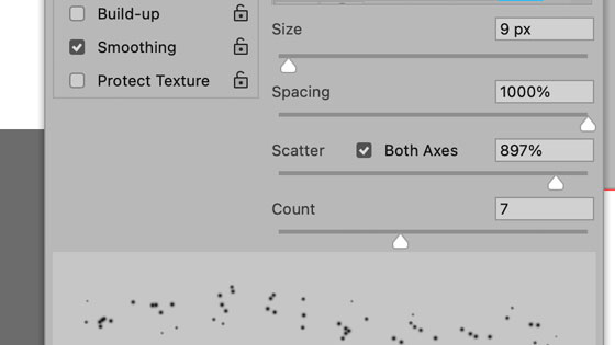 maximum spacing for the brush