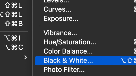 black and white adjustment