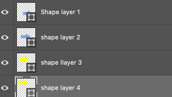 filtered shape layers in the layers panel of Photoshop