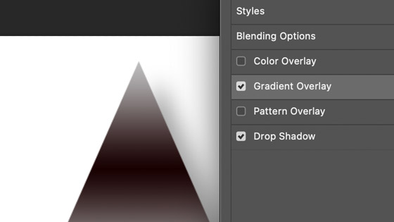 triangle and Photoshop styles added to the design