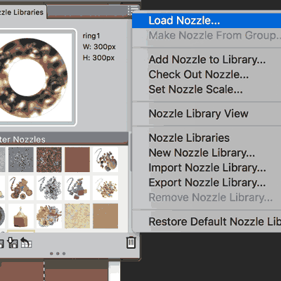 loading nozzles into image hose of Corel Painter
