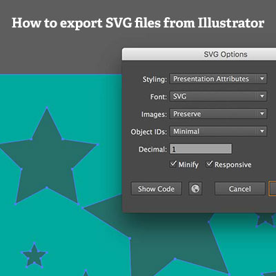 export panel for svg files in Adobe Illustrator